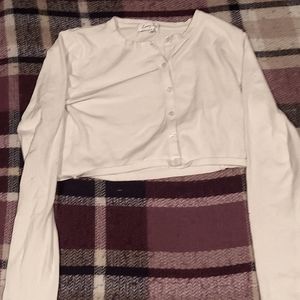 White long sleeve button up sweatshirt